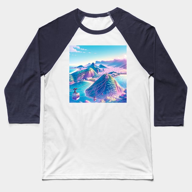 Rio de Janeiro Pão de Açúcar Concept Art Baseball T-Shirt by unrealartwork